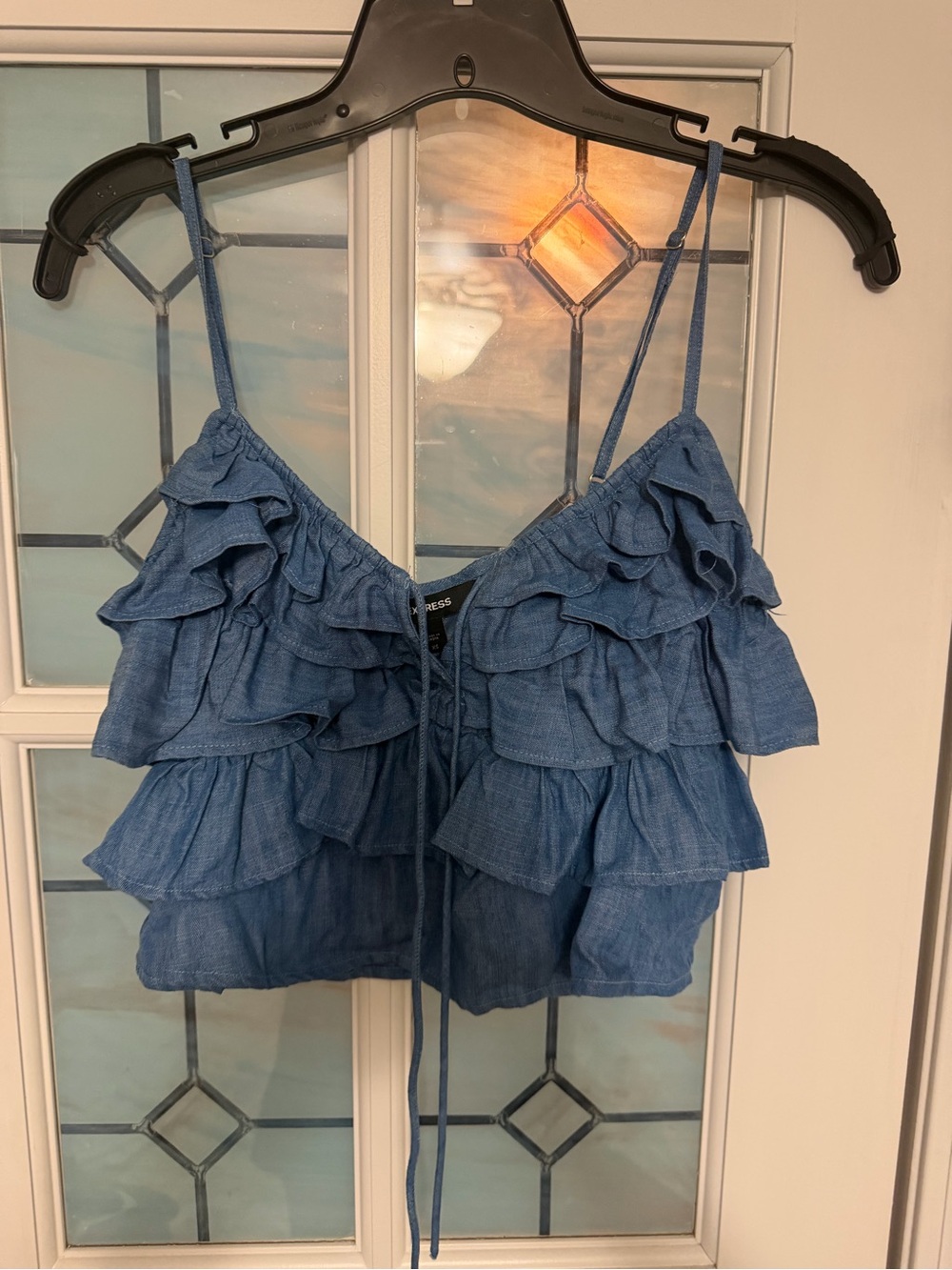 Express Blue Ruffled Tiered Camisole WORN ONCE